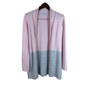 J. McLaughlin Women's Sherrin Cashmere Cardigan Color Block Large‎ Pink Gray